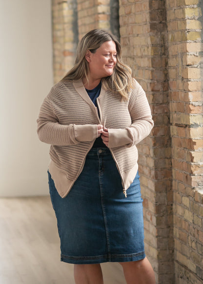 Bryn Dark Wash Denim Midi Skirt IC Skirts