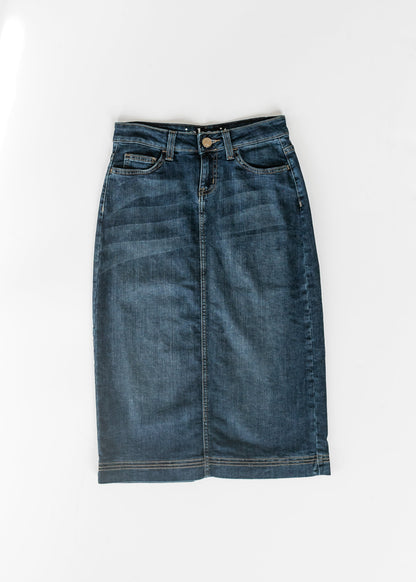 Bryn Dark Wash Denim Midi Skirt IC Skirts