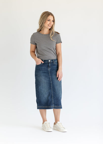 Bryn Denim Midi Skirt IC Skirts Length 28 Inches / 2