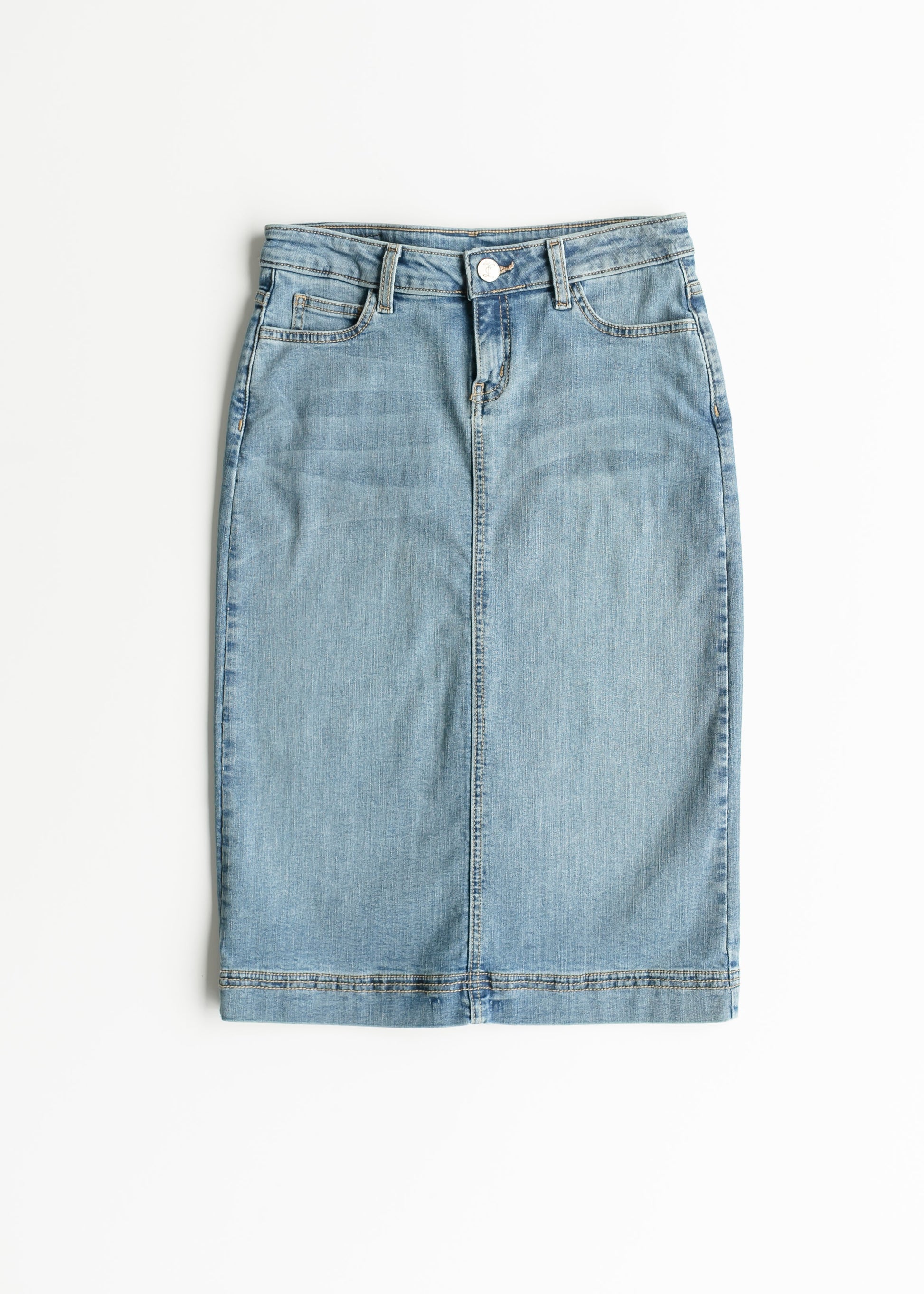 Bryn Light Wash Denim Midi Skirt IC Skirts