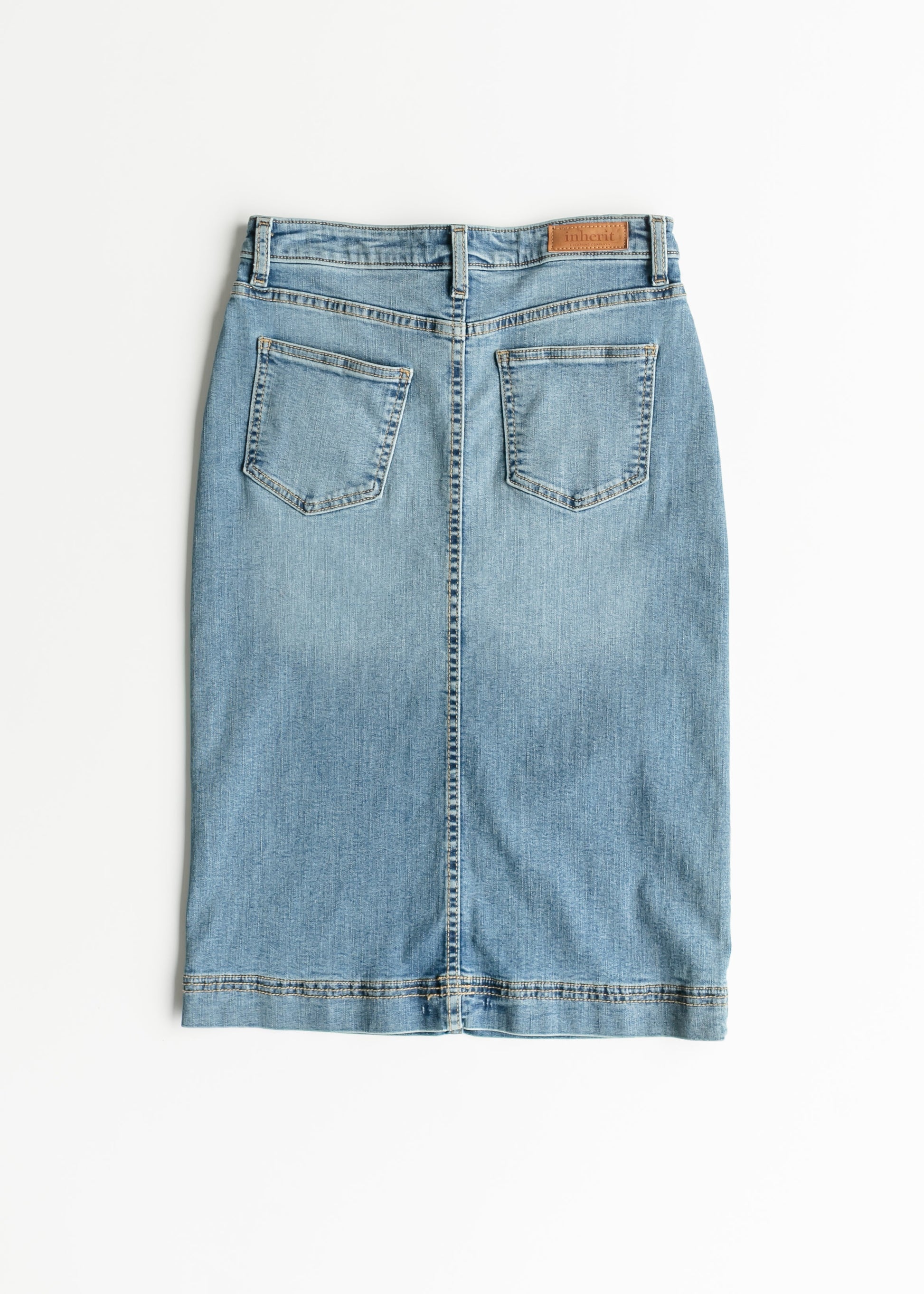 Bryn Light Wash Denim Midi Skirt IC Skirts