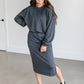 Bubble Hem Crewneck Sweatshirt FF Tops Charcoal / S