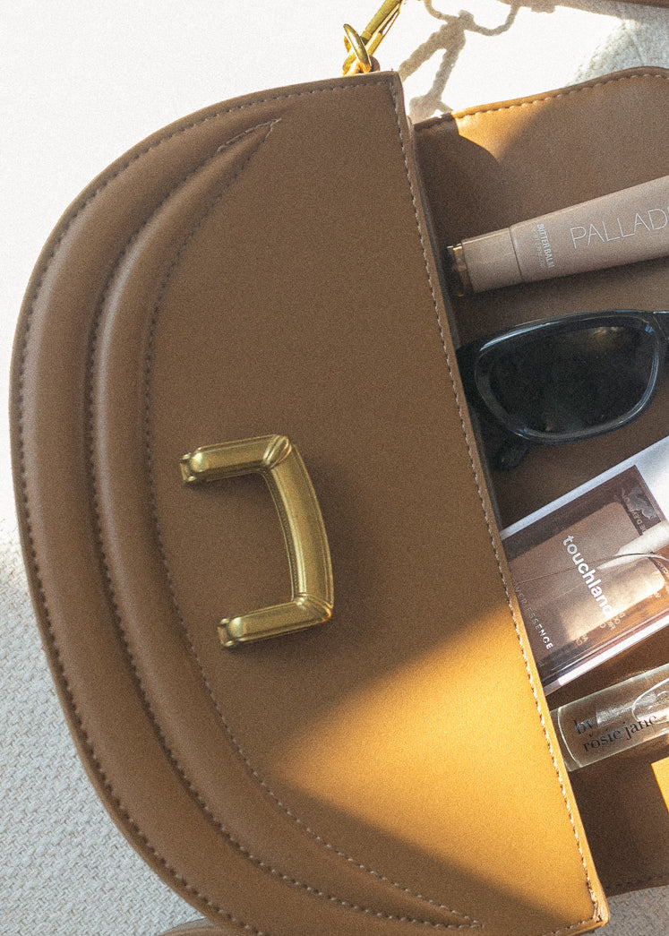 Buckle Closure Crescent Faux Leather Hand Bag Accessories