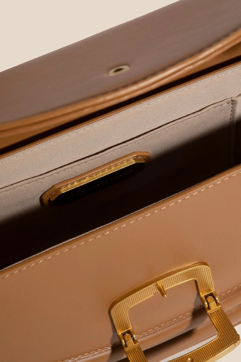 Buckle Closure Crescent Faux Leather Hand Bag Accessories