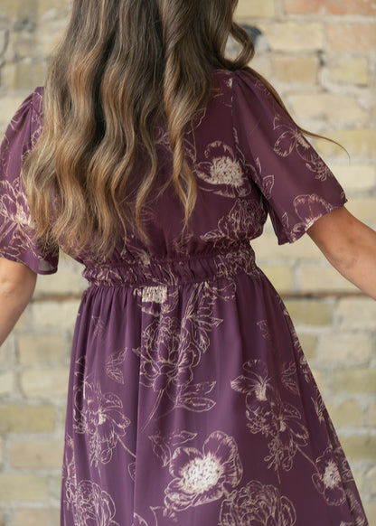 Burgundy Woven Midi Dress FF Dresses