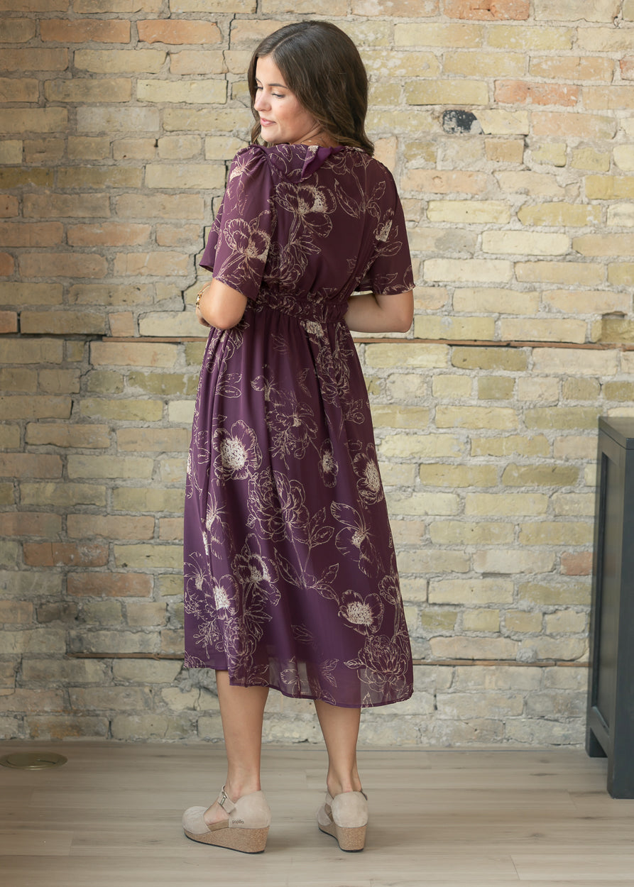 Burgundy Woven Midi Dress FF Dresses