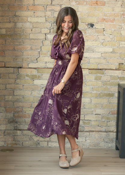 Burgundy Woven Midi Dress FF Dresses