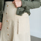 Button Down Cargo Pocket Midi Skirt FF Skirts