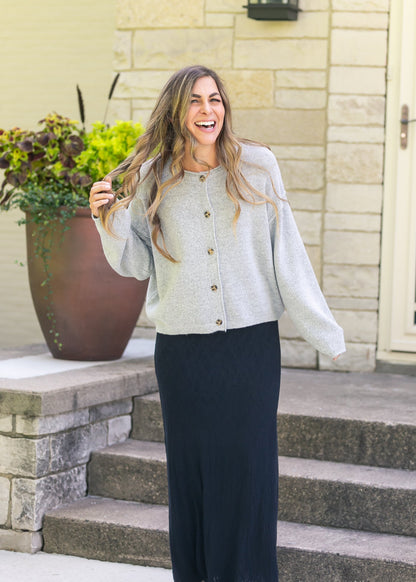 Button Down Raw Seam Cardigan FF Layering Essentials