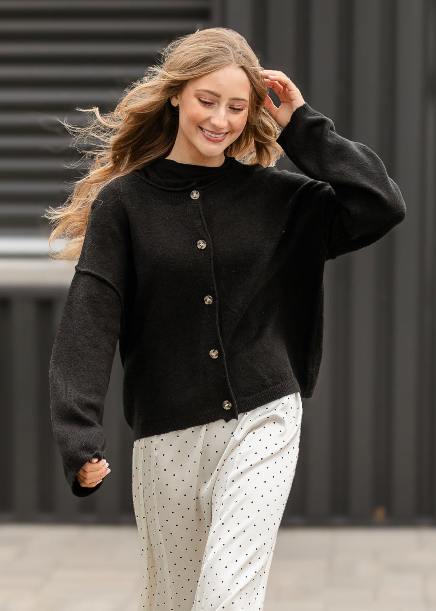 Button Down Raw Seam Cardigan FF Layering Essentials