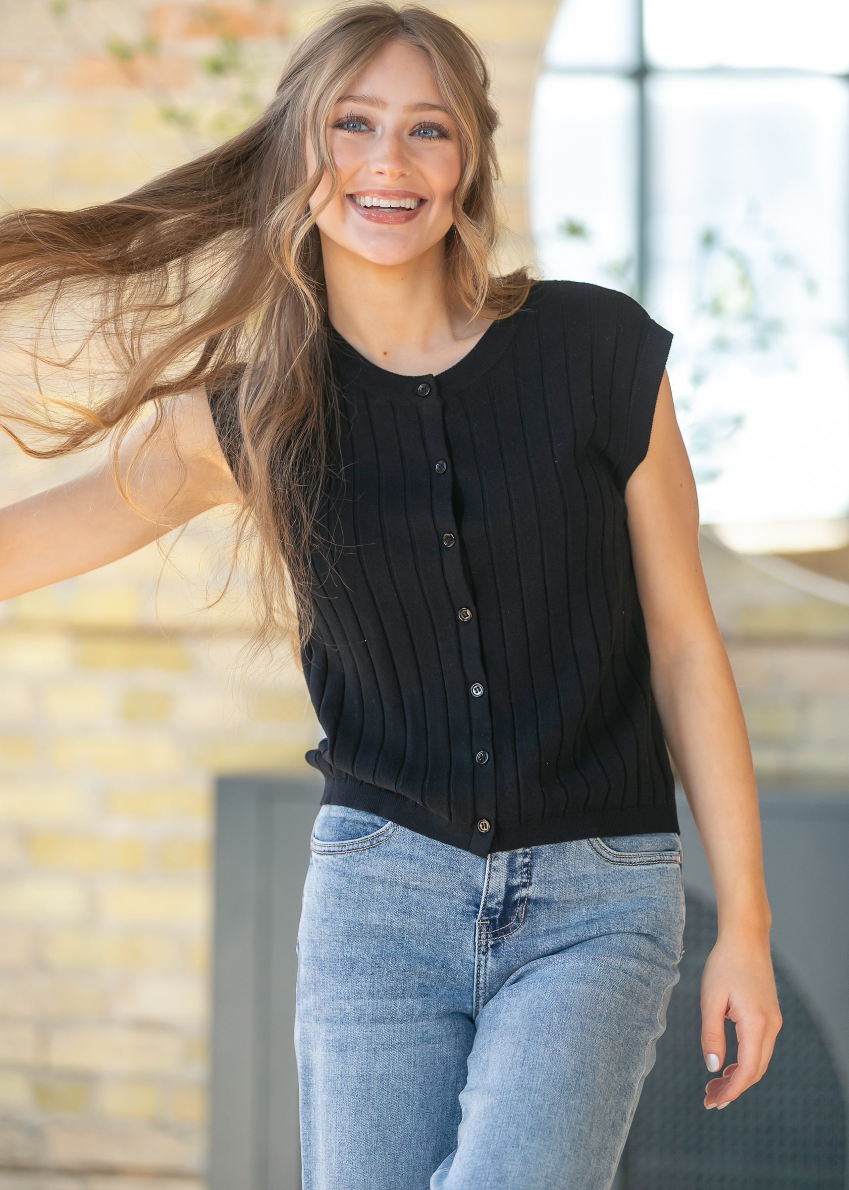 Button Front Ribbed Knit Top - FINAL SALE FF Layering Essentials