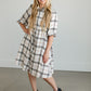 Button Up Plaid Midi Shirtdress FF Dresses