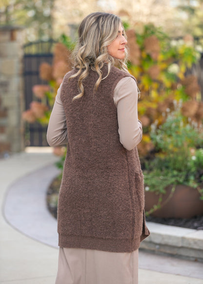 Button Up Teddy Knit Long Vest FF Layering Essentials