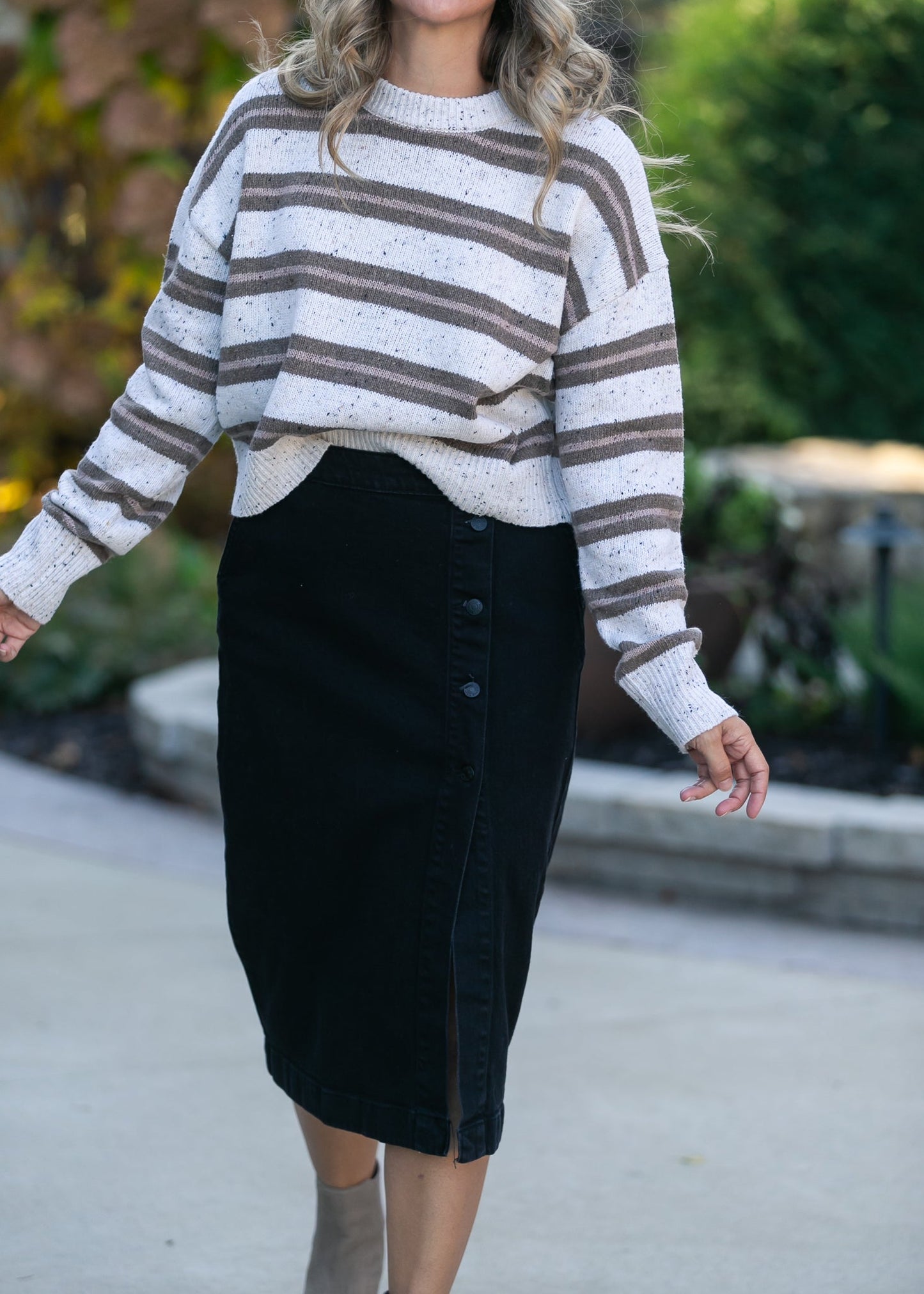 Bylara Button Front Midi Skirt FF Skirts