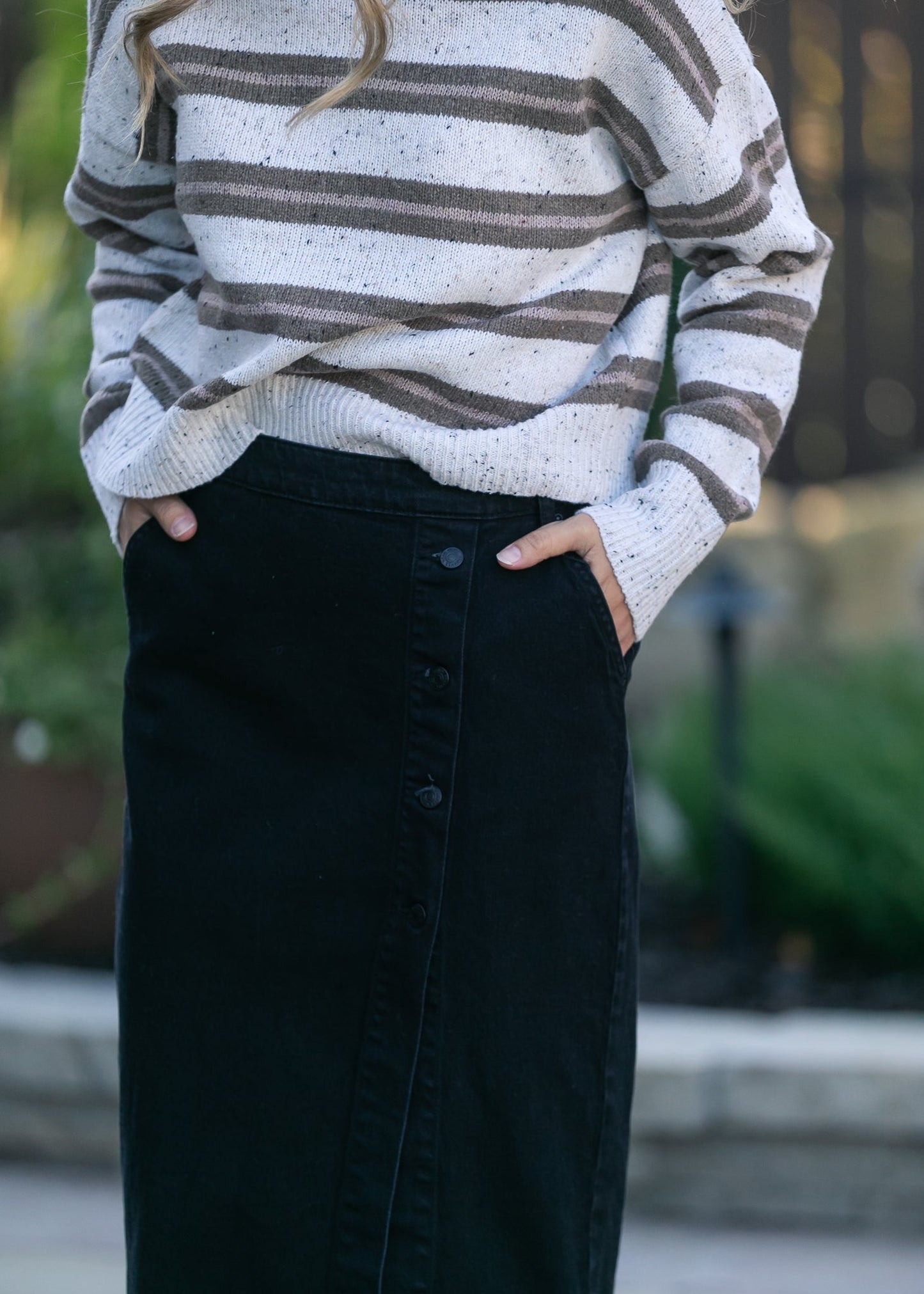 Bylara Button Front Midi Skirt FF Skirts