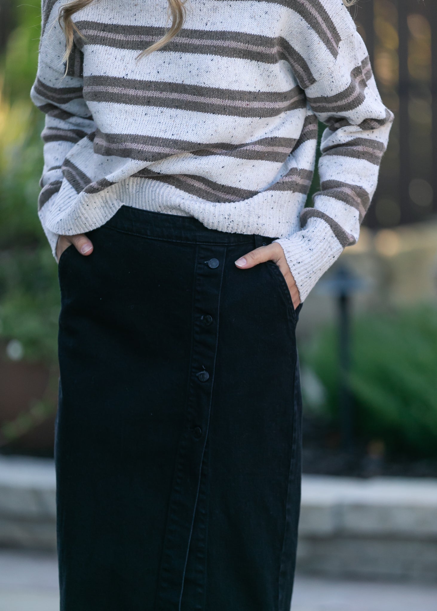 Bylara Button Front Midi Skirt FF Skirts