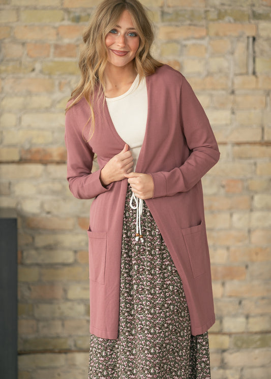 Cally Mauve Open Front Cardigan IC Layering Essentials