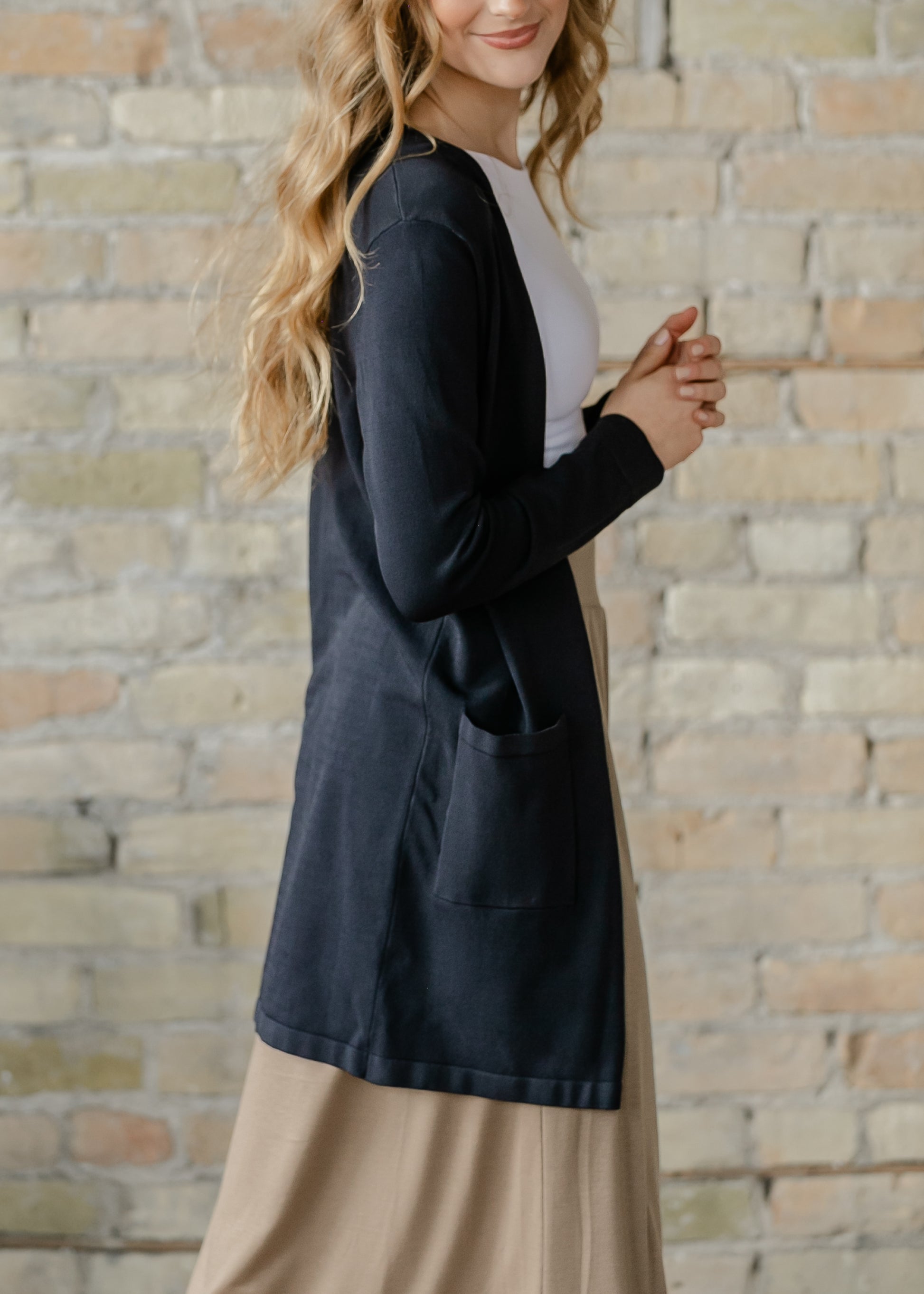Cally Navy Open Front Cardigan FF Layering Essentials
