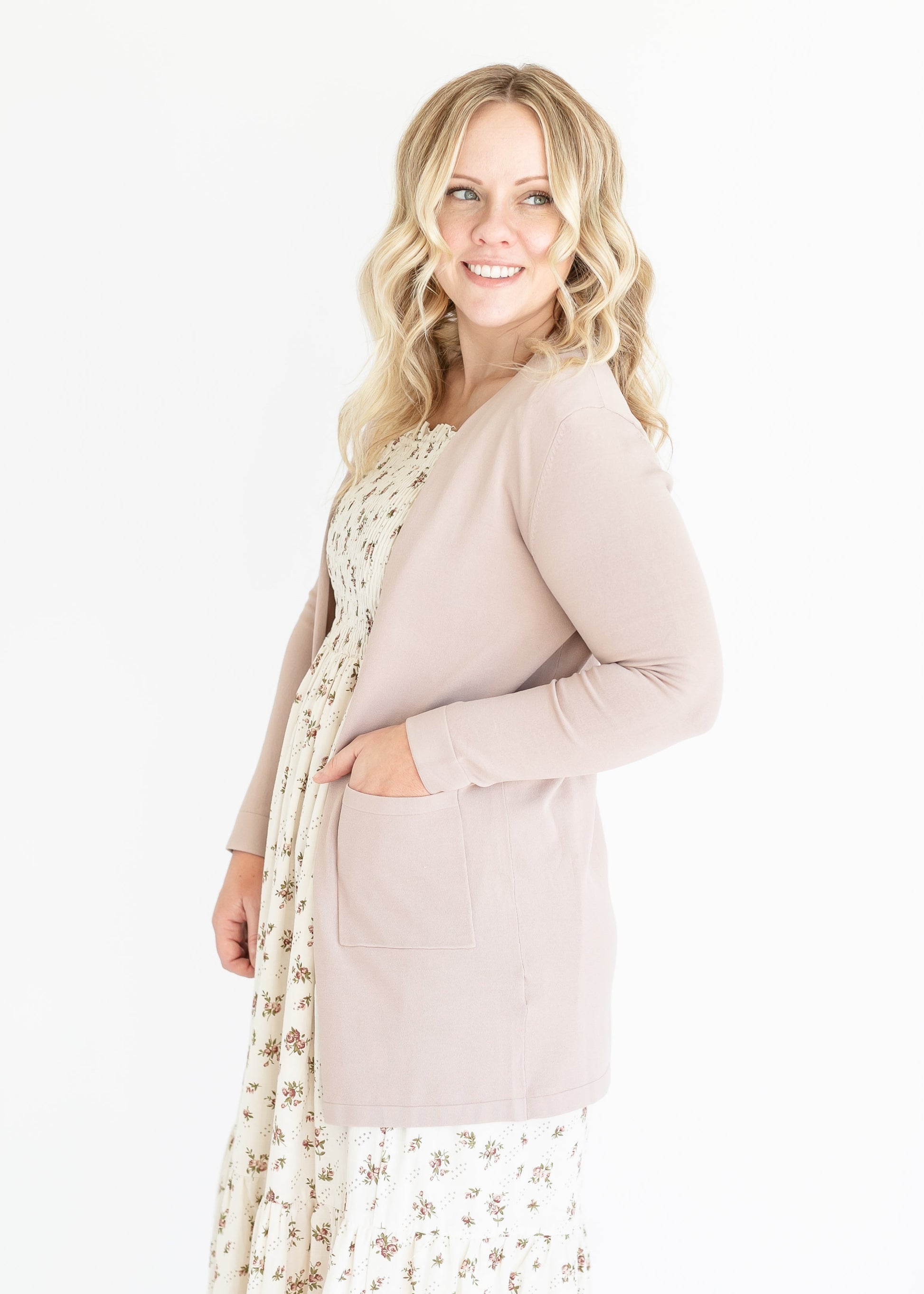 Cally Open Front Cardigan IC Tops Taupe / XS