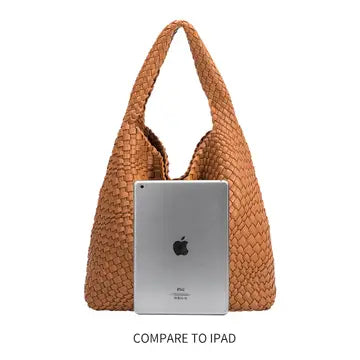 Camel Large Woven Vegan Leather Shoulder Bag – Inherit Co