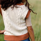 Camel Trimmed V Neck Sweater Vest - FINAL SALE FF Tops