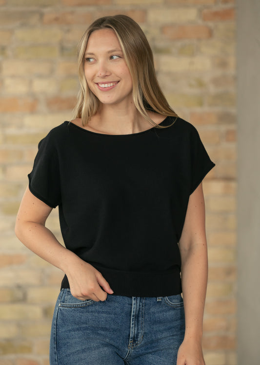 Cap Sleeve Boat Neck Top FF Tops