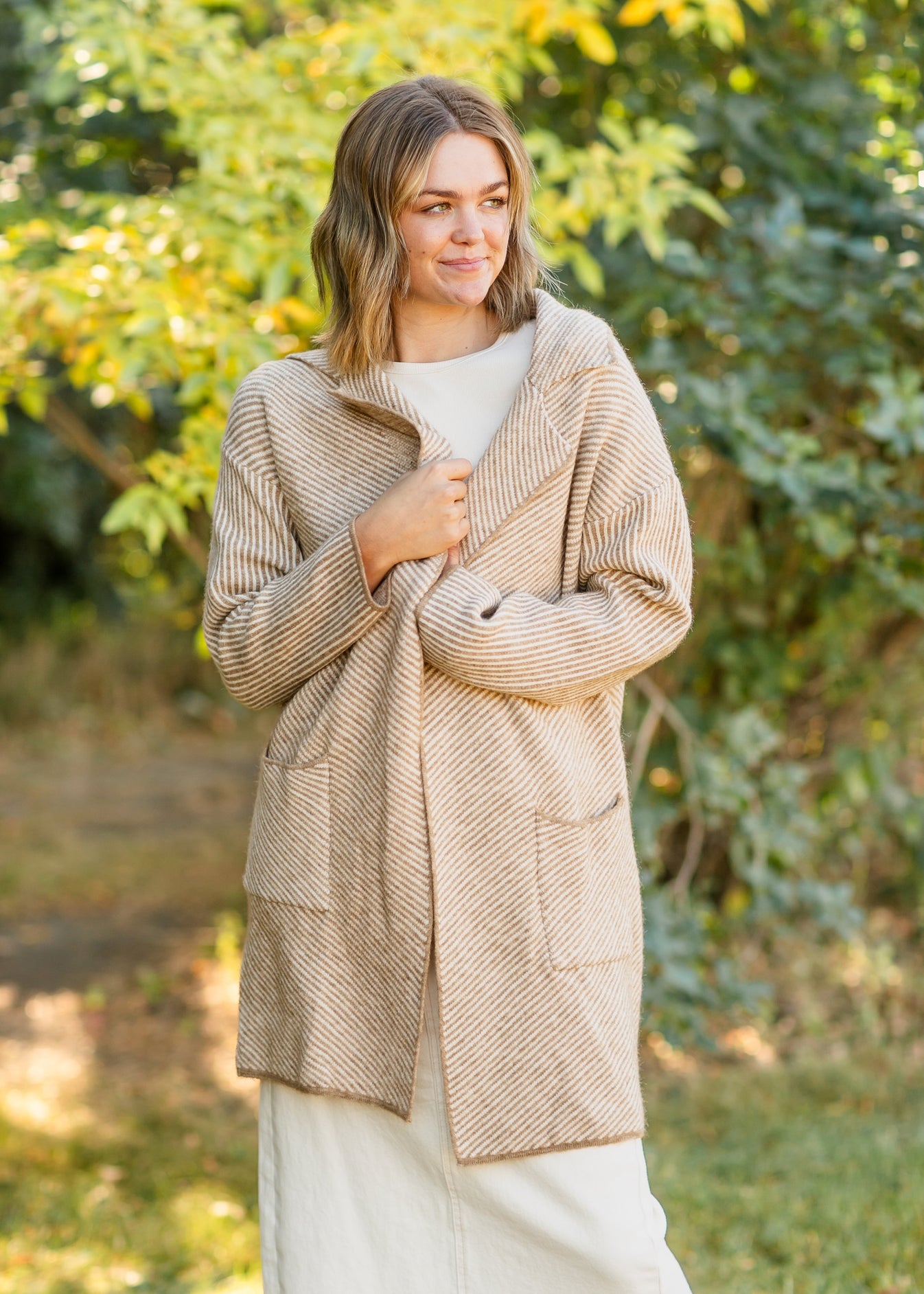 Carmen Striped Knit Lapel Cardigan Inherit Co.