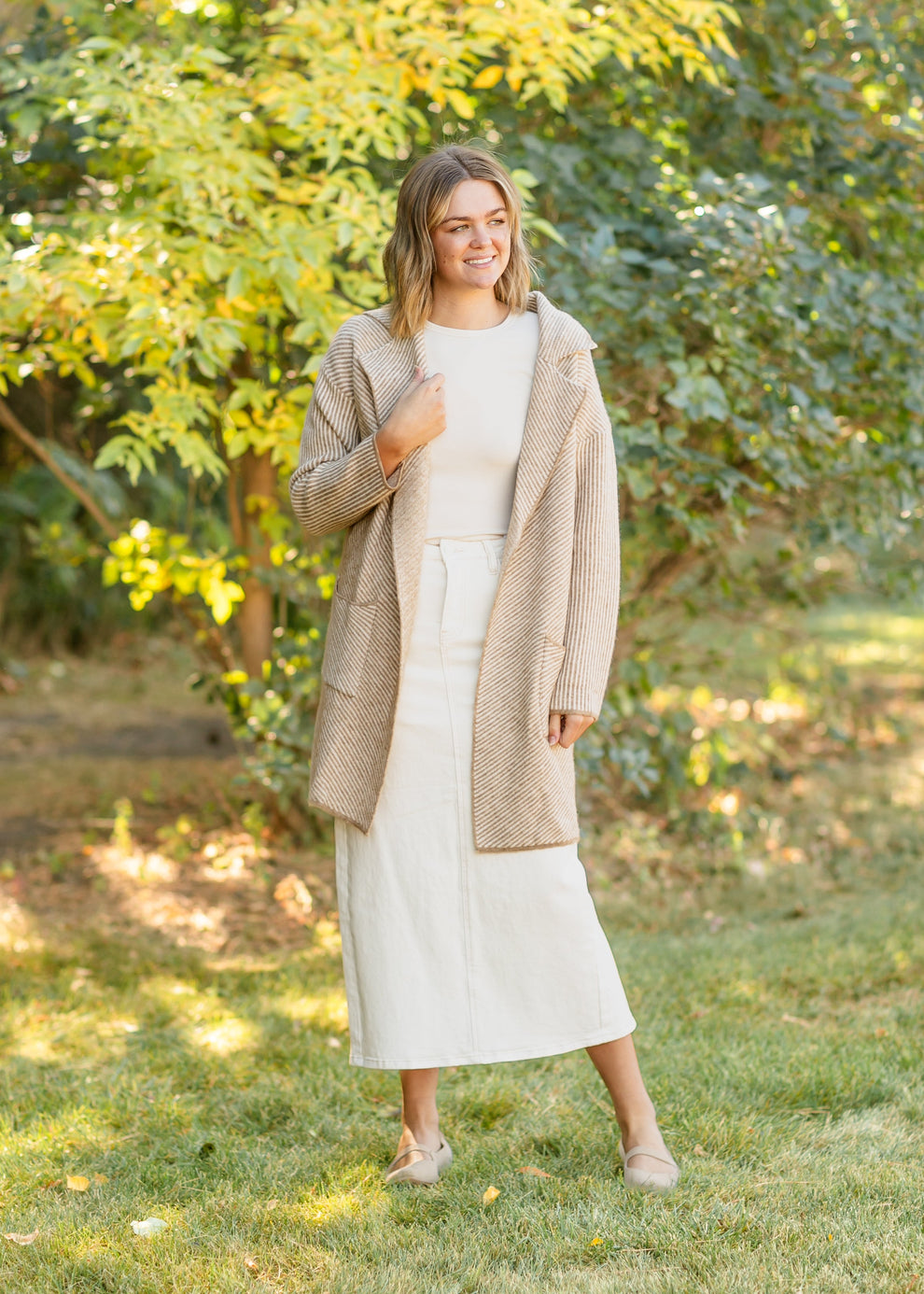 Carmen Striped Knit Lapel Cardigan Inherit Co.