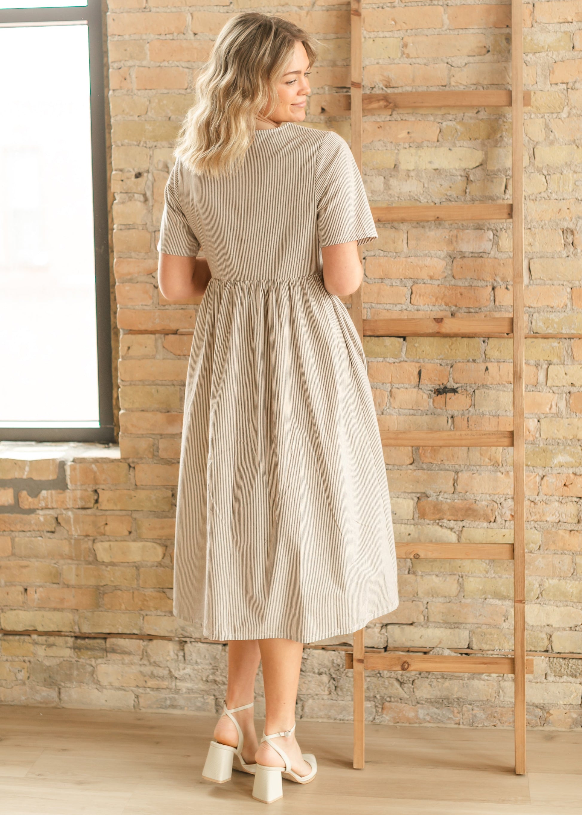 Carter Striped Front Tie Short Sleeve Maxi Dress FF Dresses