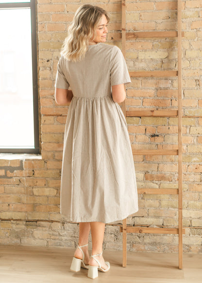 Carter Striped Front Tie Short Sleeve Maxi Dress FF Dresses