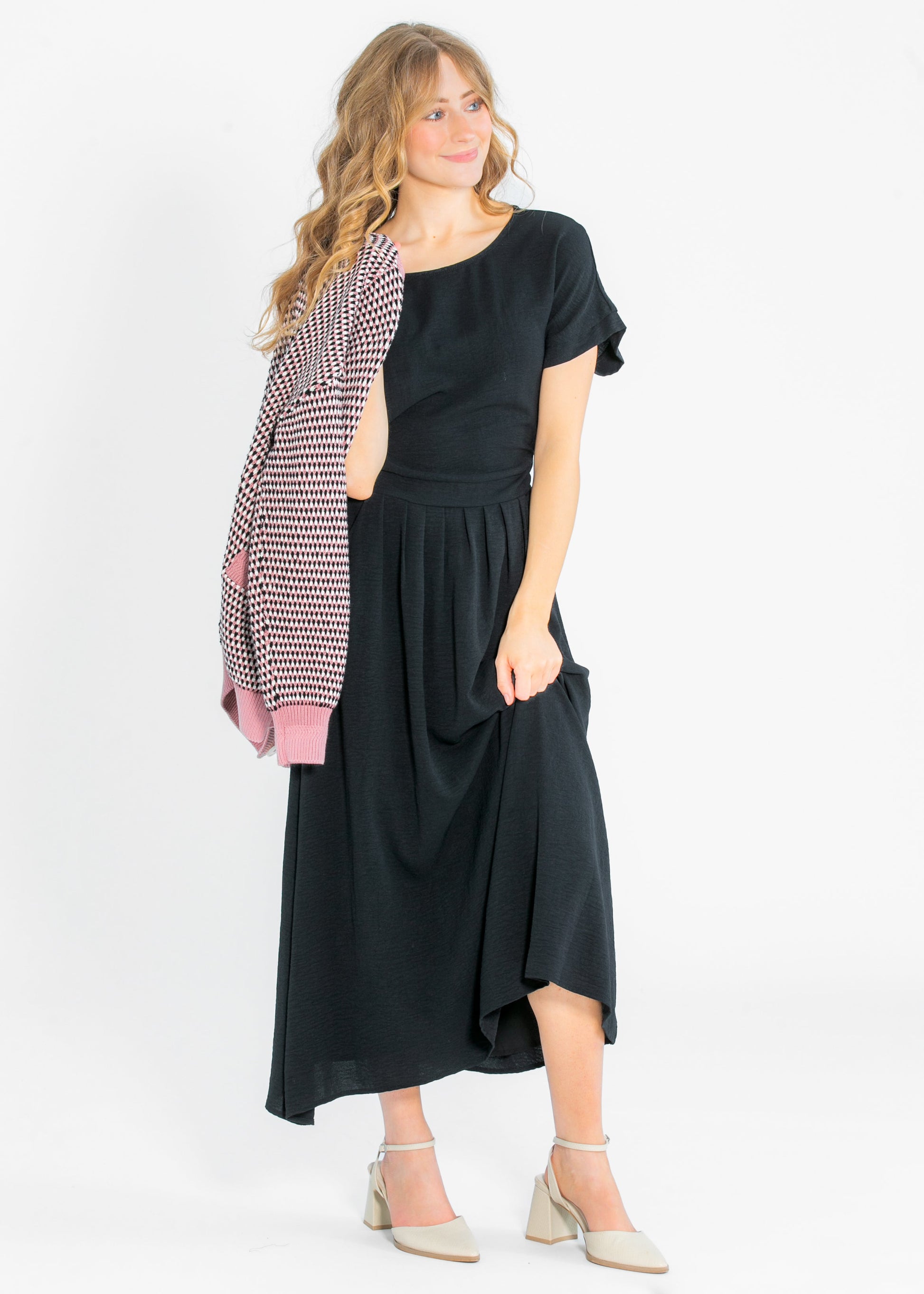 Cassia Dolman Sleeve Midi Dress IC Dresses Black / XS