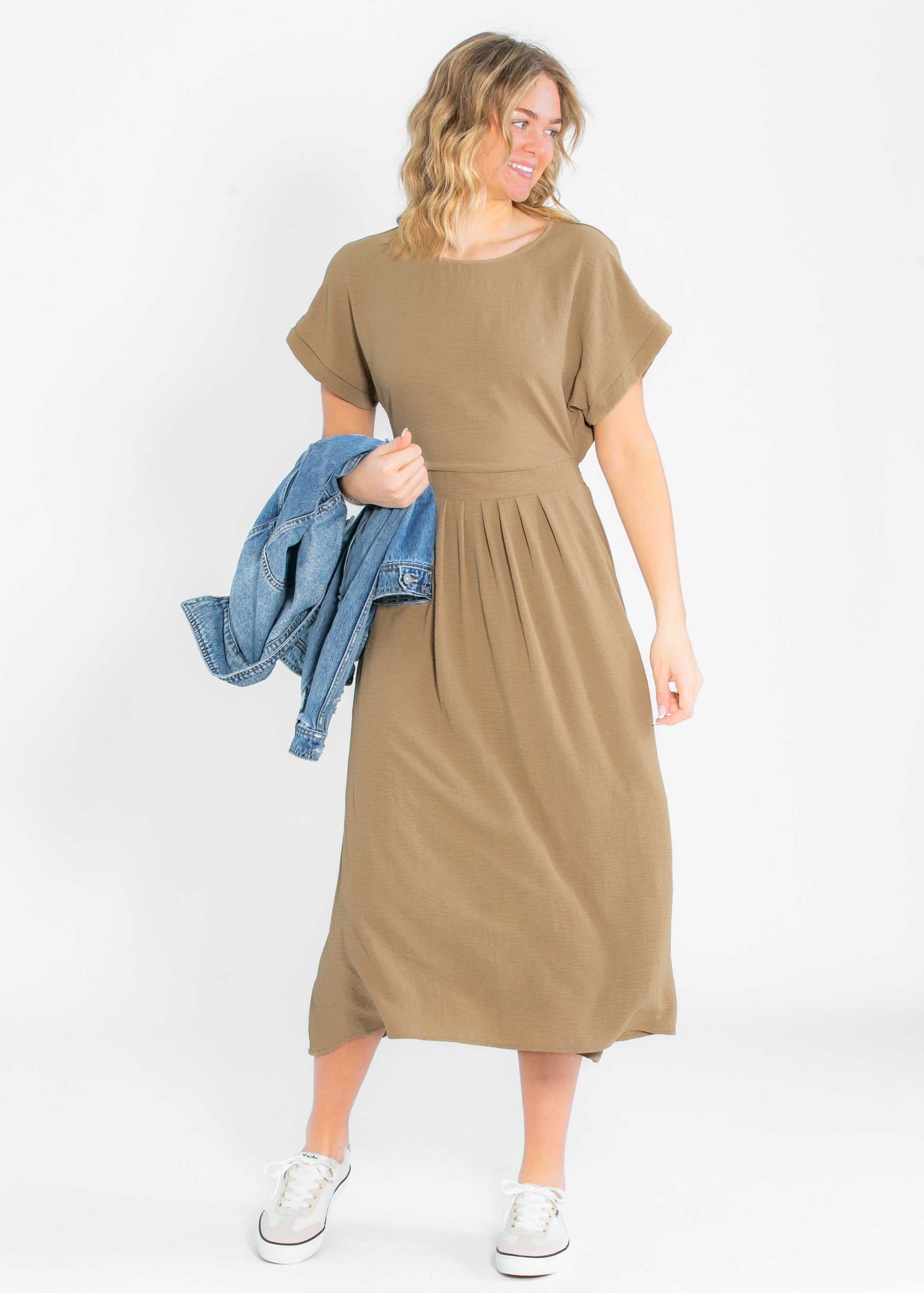 Cassia Dolman Sleeve Midi Dress IC Dresses Sand / XS