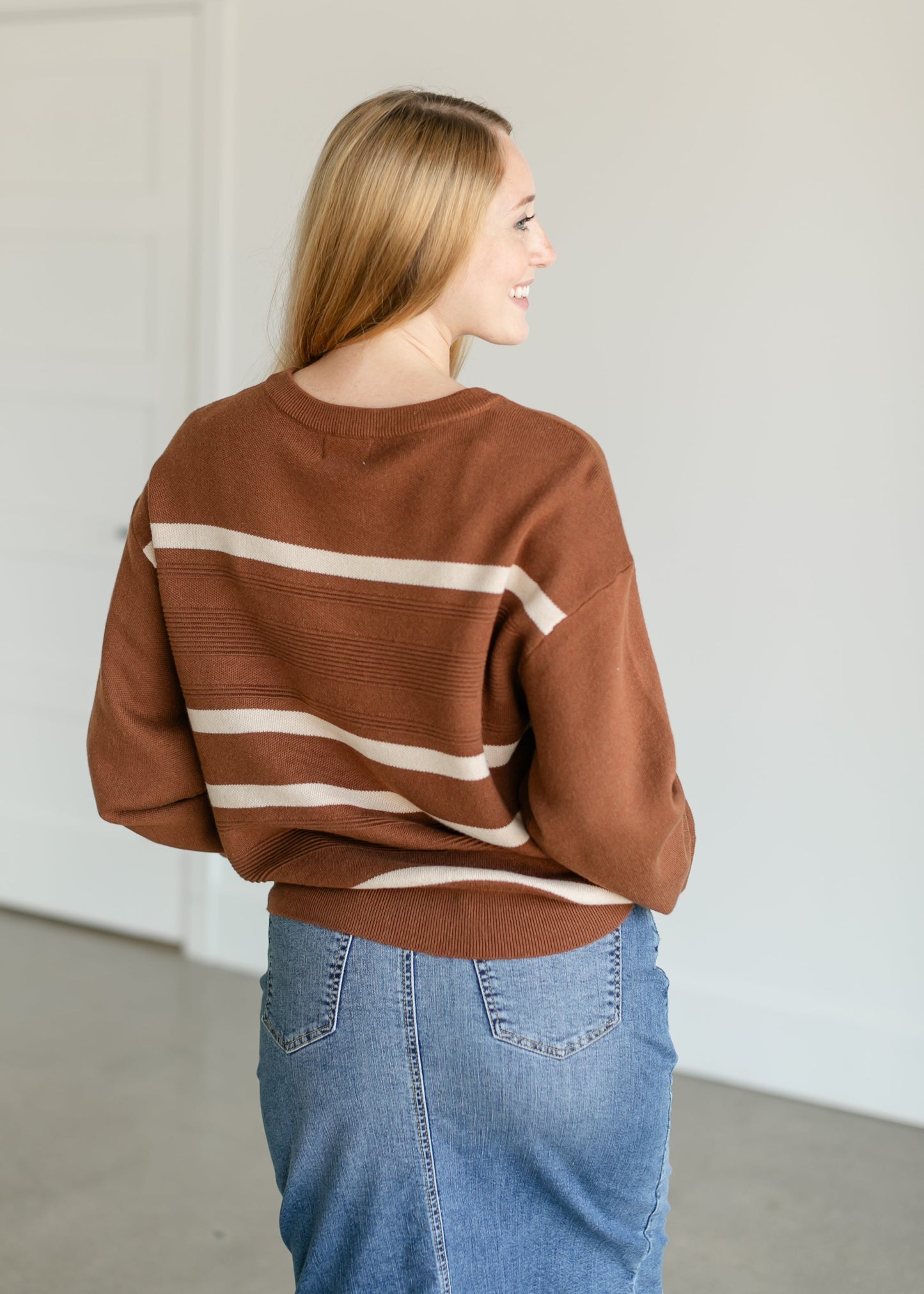 Cassidy Striped Knit Sweater FF Tops