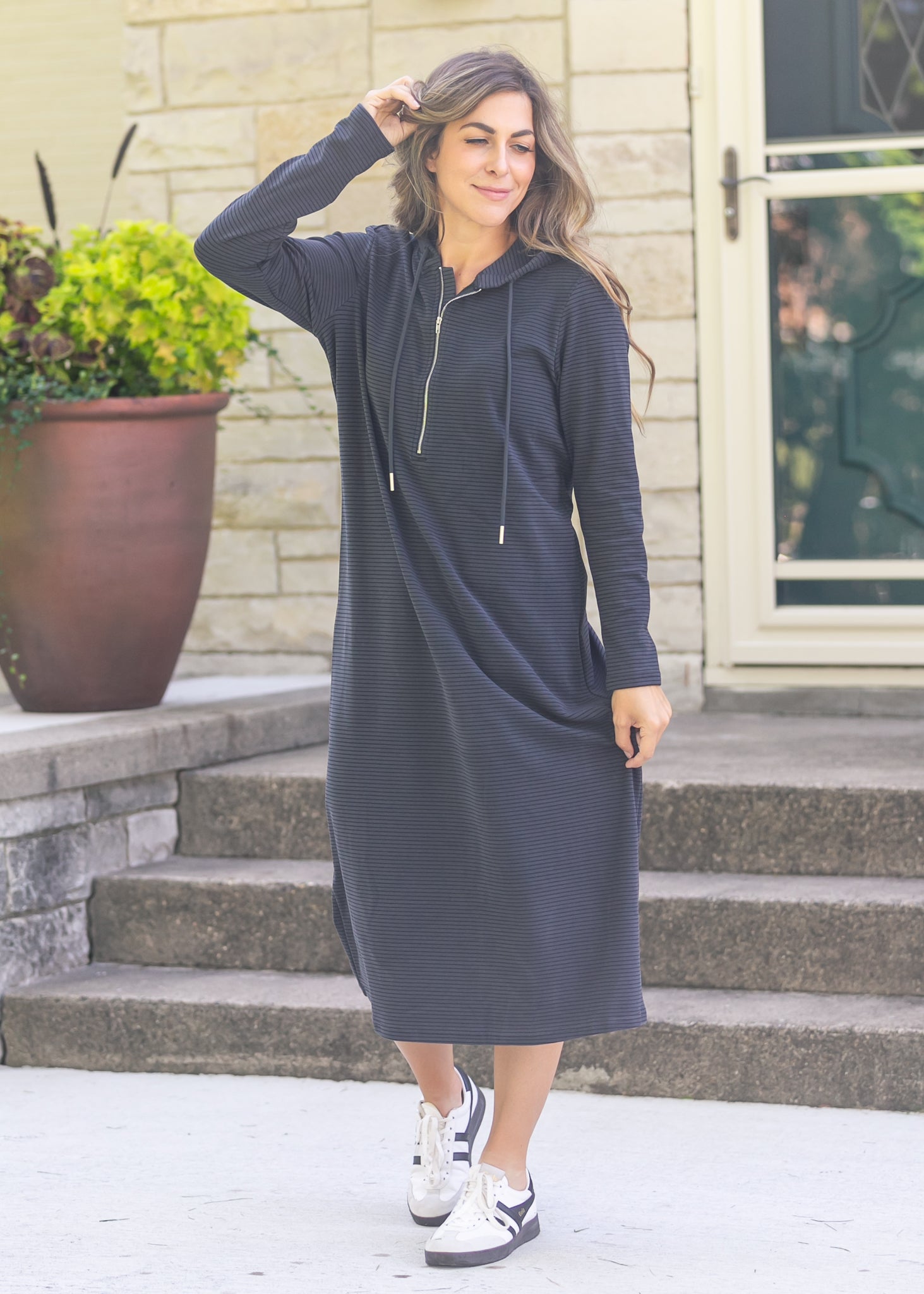 Cayla Quarter Zip Maxi Dress Gray / XS Cayla Quarter Zip Maxi Dress Gray / XS