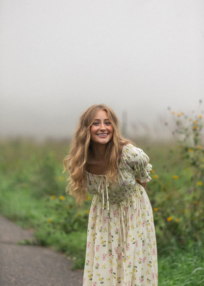 Celine Puff Sleeve Floral Maxi Dress IC Dresses