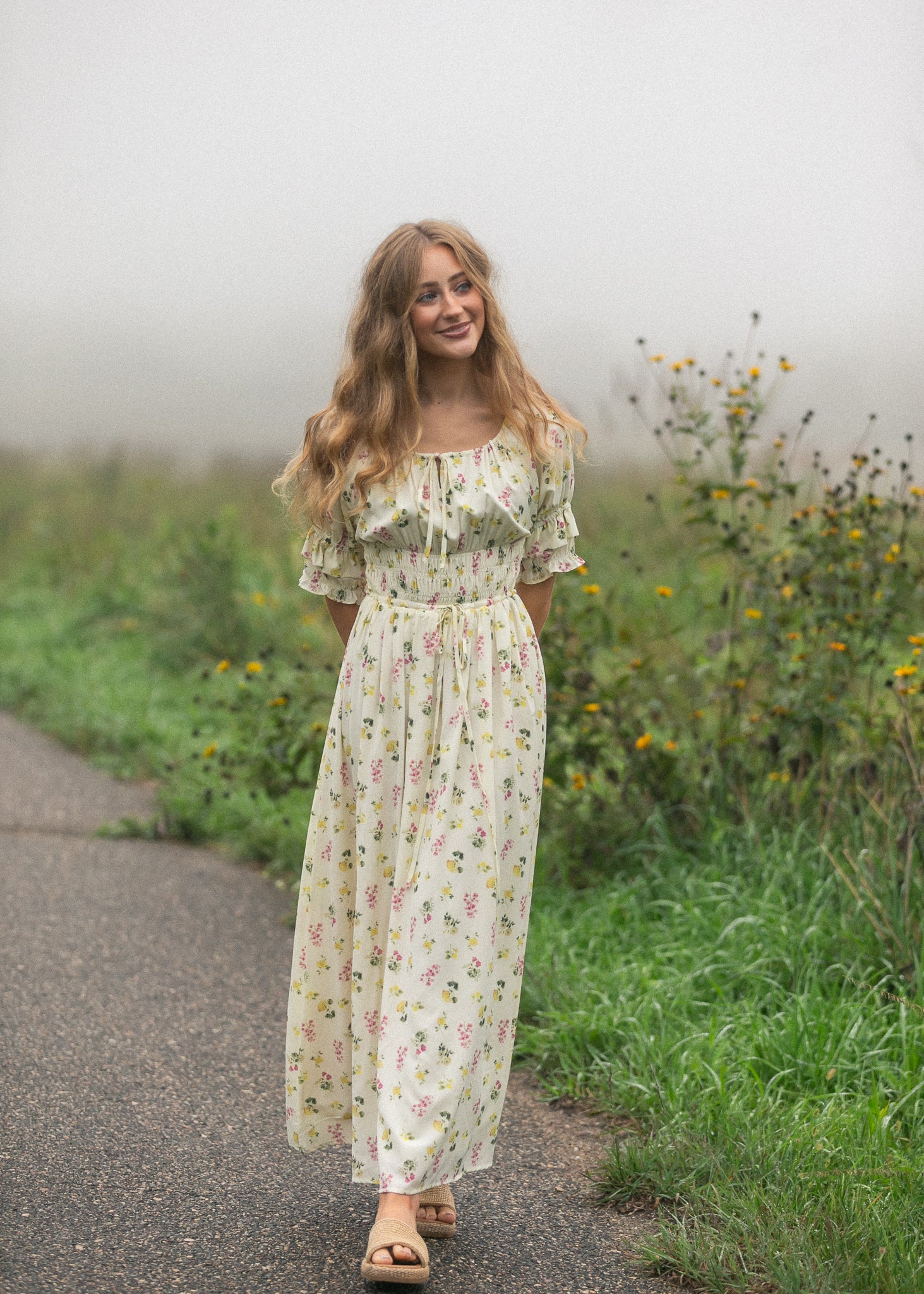 Celine Puff Sleeve Floral Maxi Dress IC Dresses