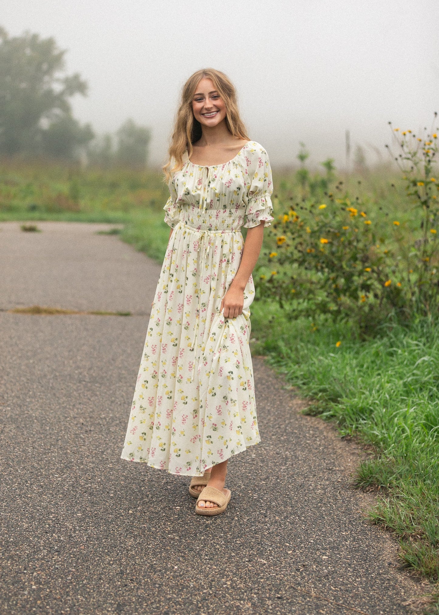 Celine Puff Sleeve Floral Maxi Dress IC Dresses