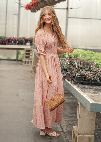 Celine Puff Sleeve Pink Floral Maxi Dress IC Dresses