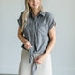 Chambray Short Sleeve Knotted Top Tops