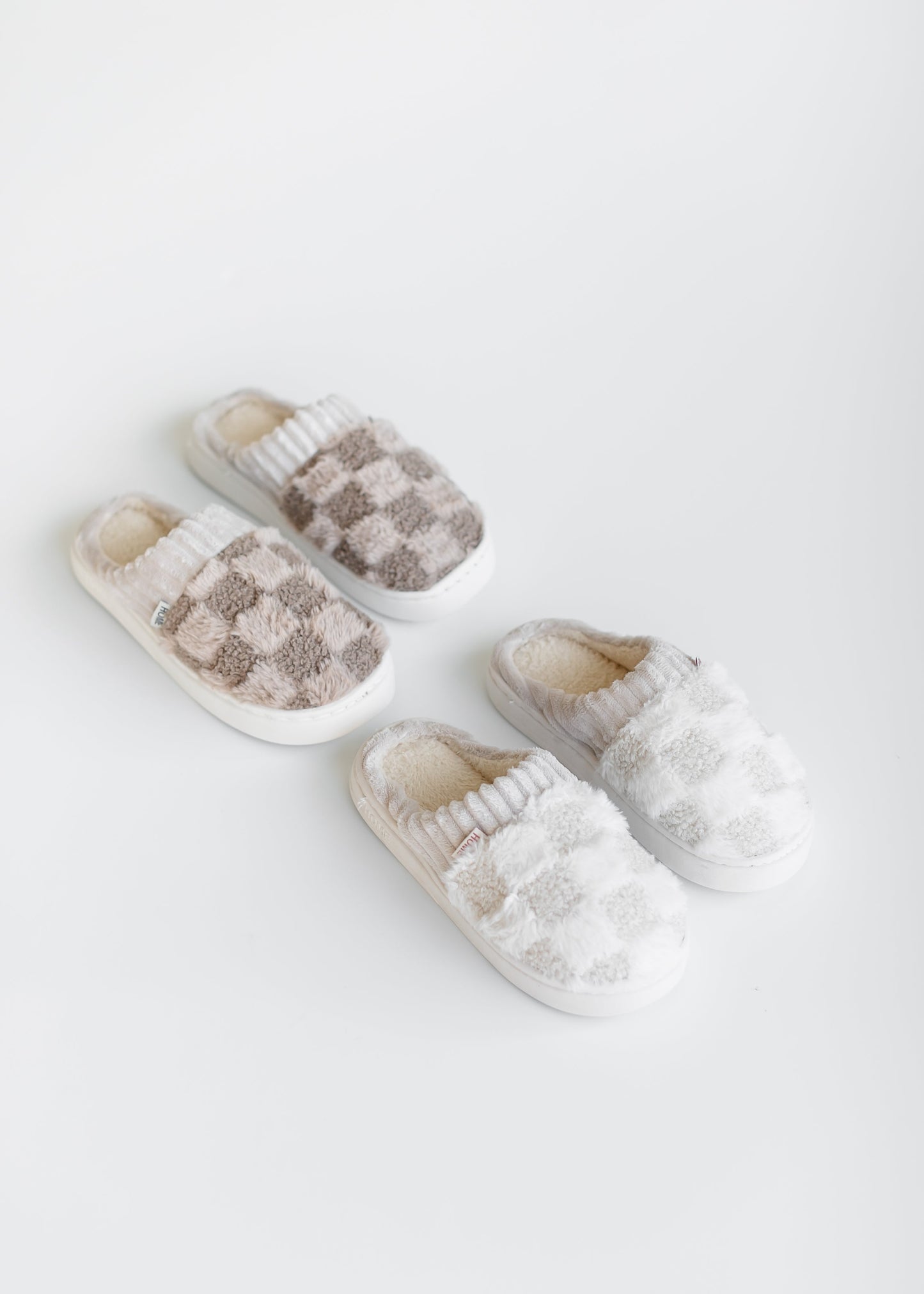 Checkered Faux Fur Slippers Gifts