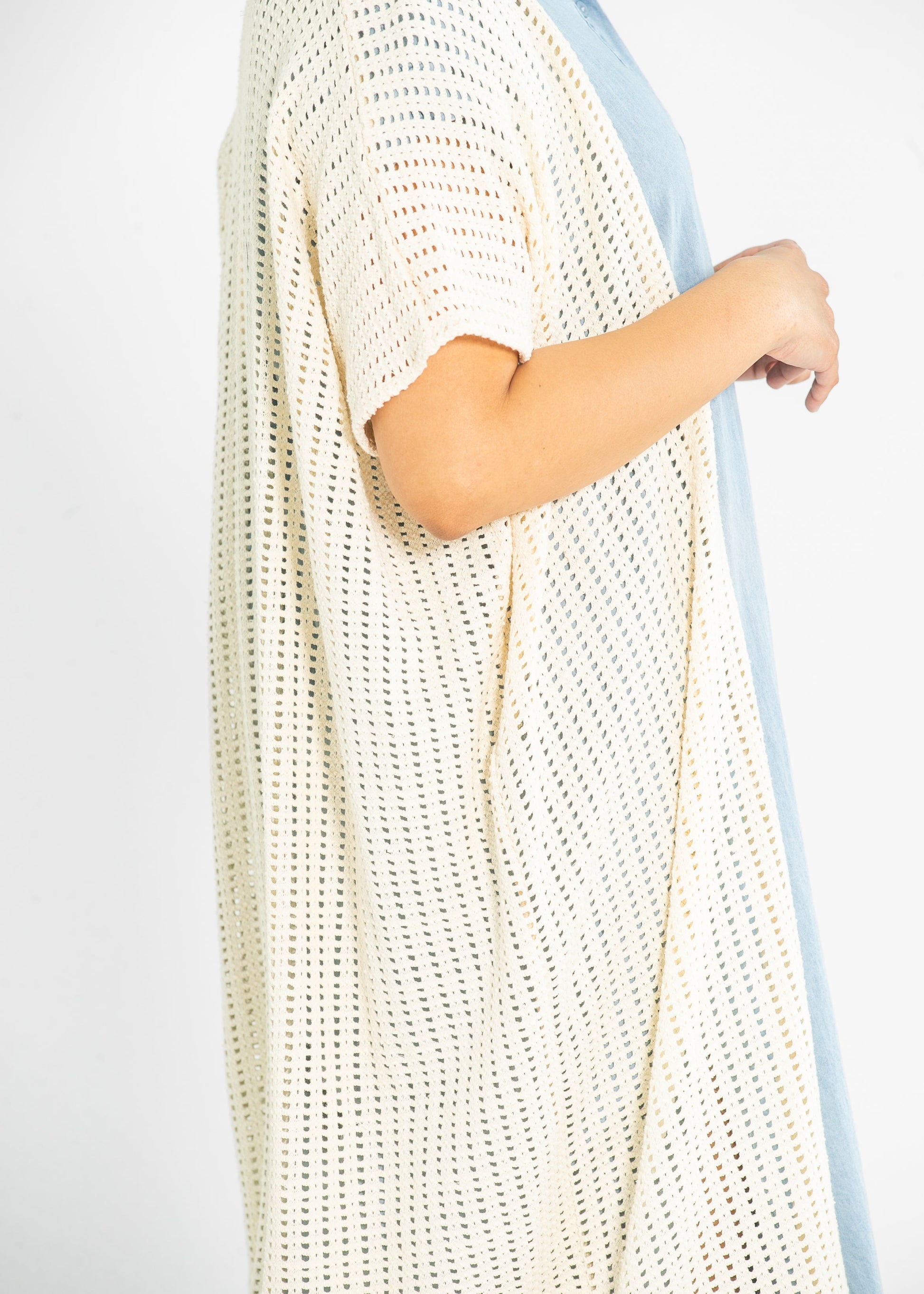 Cheese Board Short Sleeve Long Kimono FF Layering Essentials