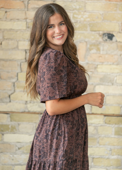 Cherrywood Print V-neck Midi Dress FF Dresses