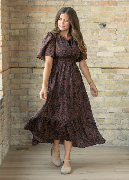 Cherrywood Print V-neck Midi Dress FF Dresses S