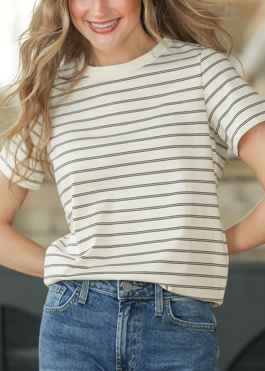 Chloe Cream Essential Striped Tee IC Tops
