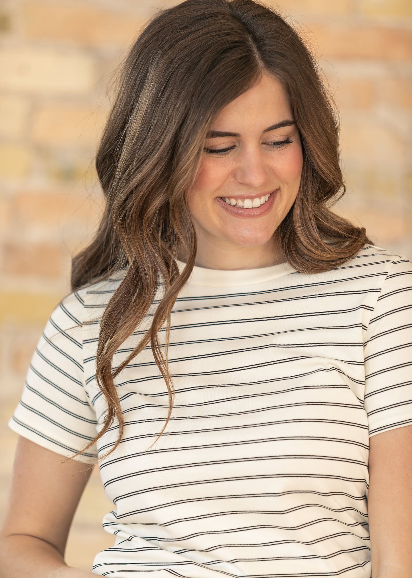 Chloe Essential Black Striped Tee IC Tops