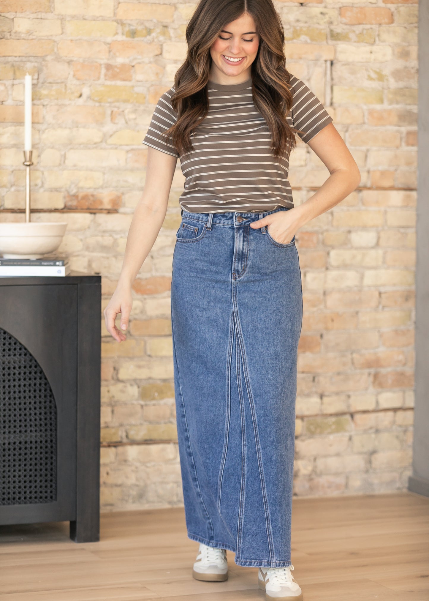Chloe Essential Brown Striped Tee IC Tops