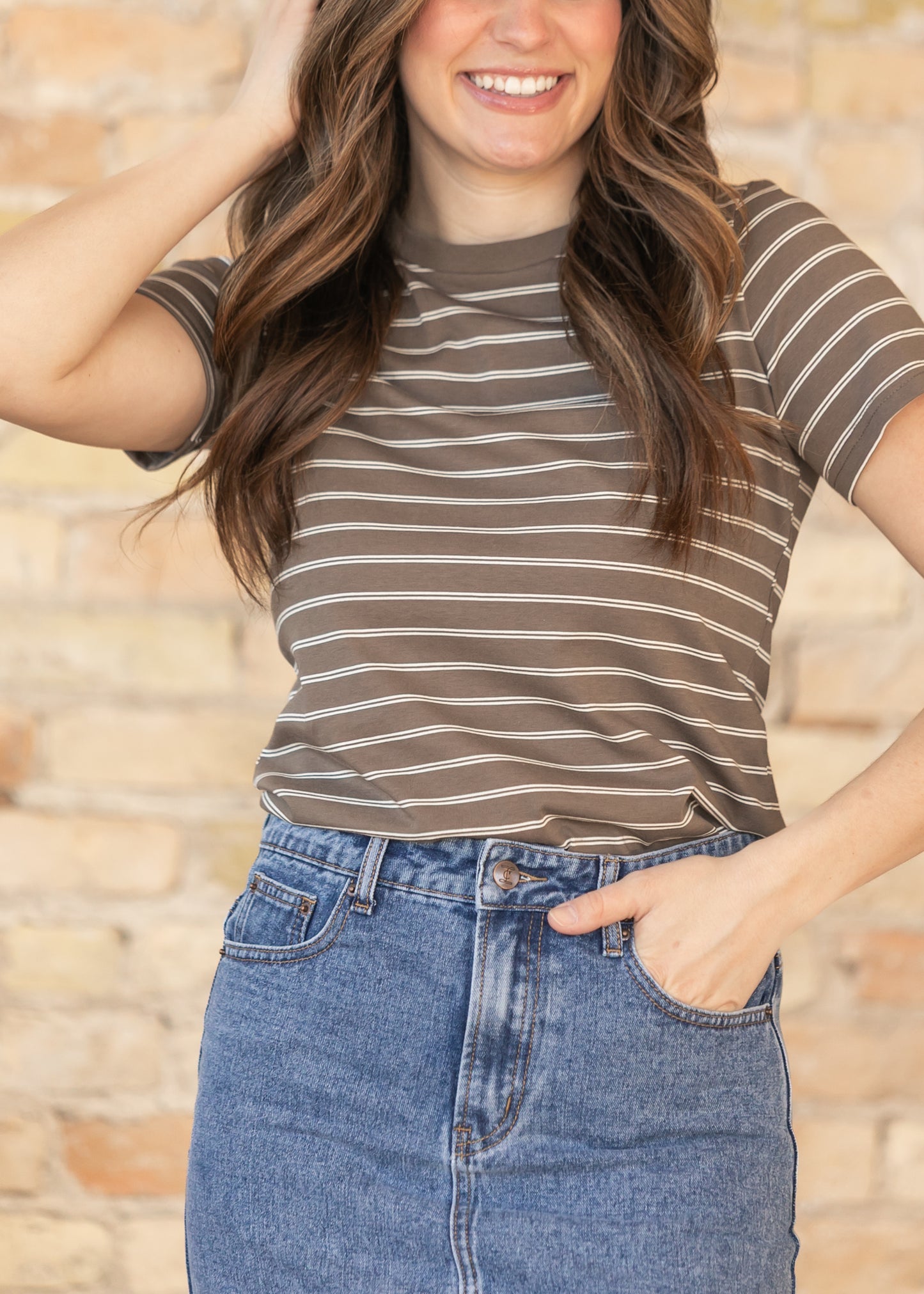 Chloe Essential Brown Striped Tee IC Tops