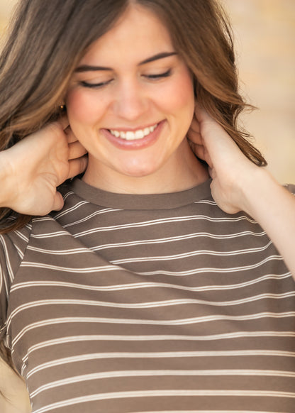 Chloe Essential Brown Striped Tee IC Tops