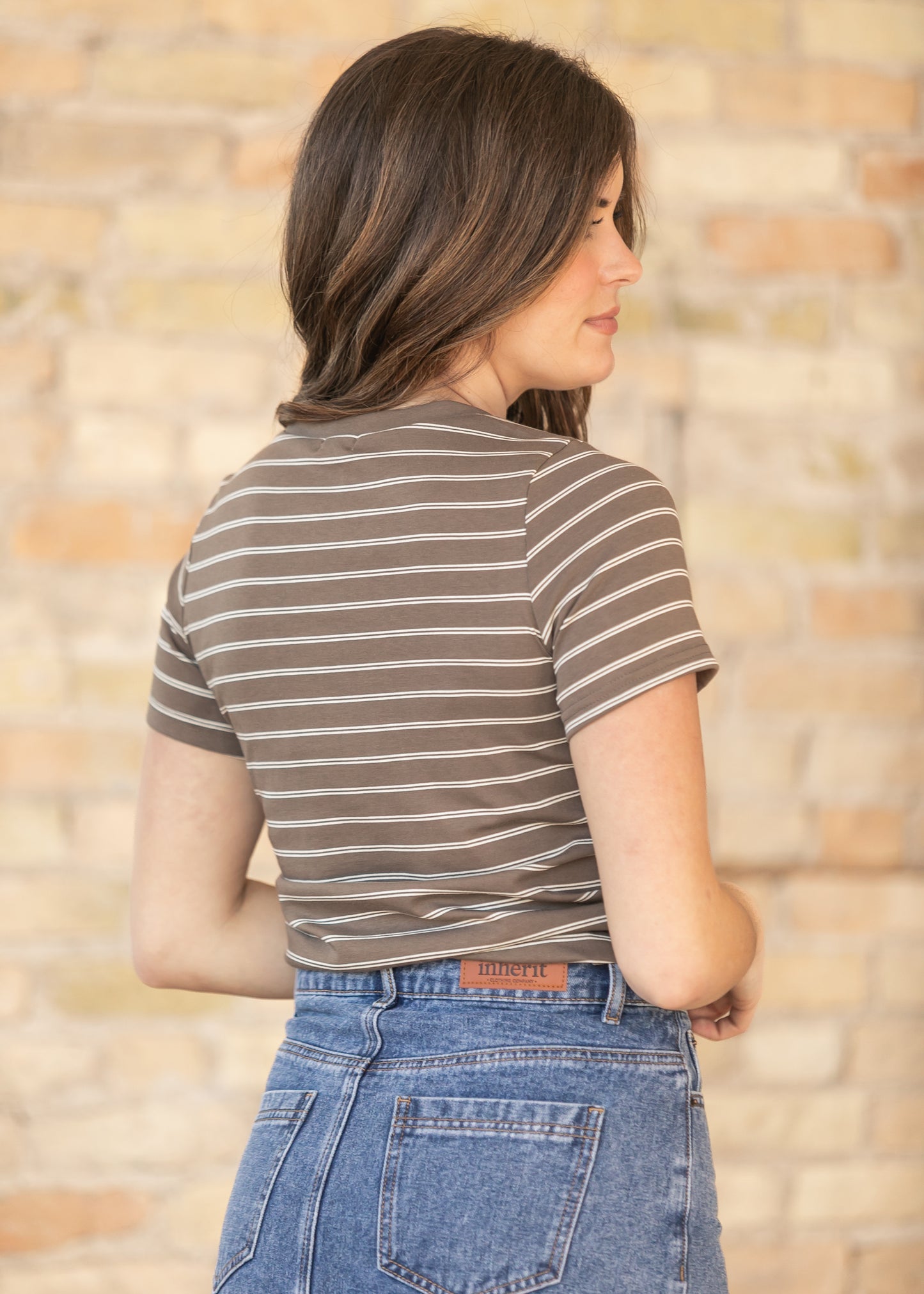 Chloe Essential Brown Striped Tee IC Tops