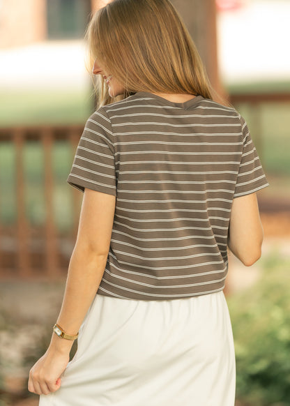 Chloe Essential Brown Striped Tee IC Tops